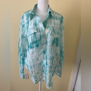 Lauren Ralph Lauren Teal Tie-Dye cotton silk